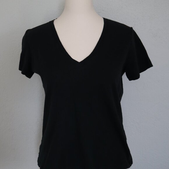 Madewell Black V-Neck Cotton Tee (Size S) - Picture 1 of 3